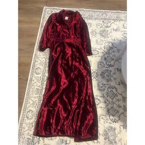 Vintage Watters & Watters Jacket and Skirt Red Velvet 2 Piece Set Size 12